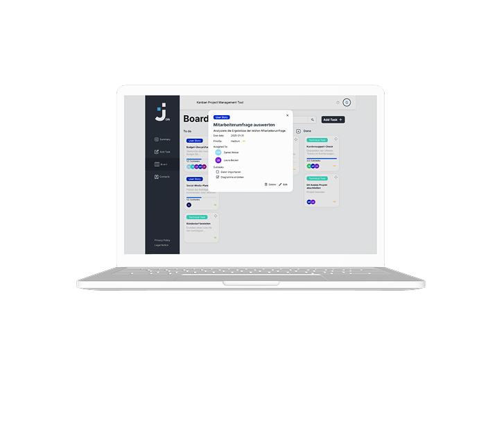 Task-Management Webanwendung Join – Dashboard mit Drag-and-Drop