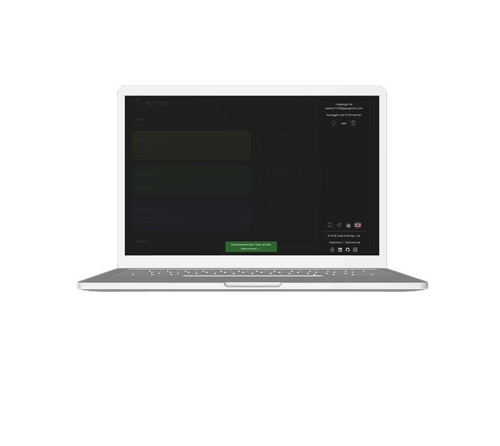 Timer Übersicht mit geöffnetem Menü