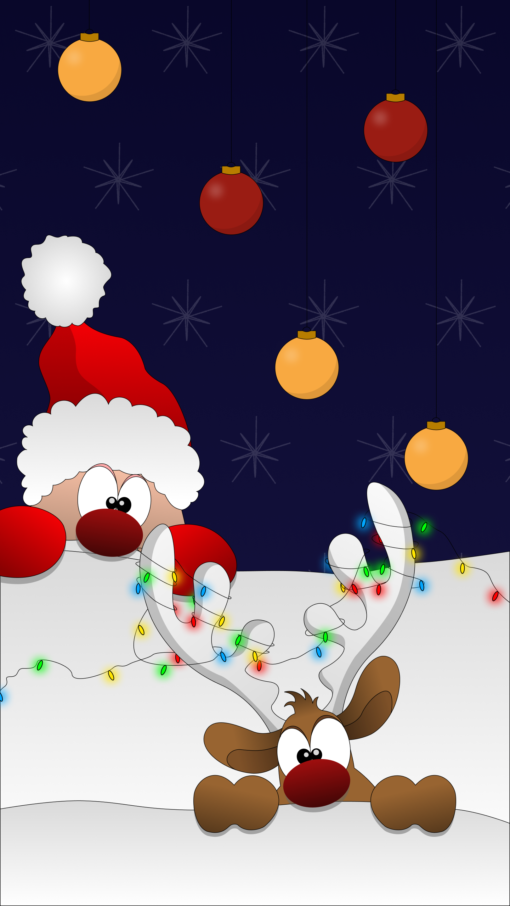 Nikolaus und Rentier mit Lichterkette